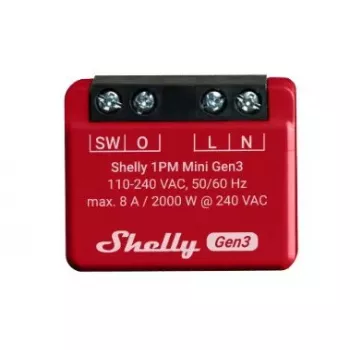 Interruptor inteligente Shelly 1PM Mini Gen3 1P inalámbrico 110-240V