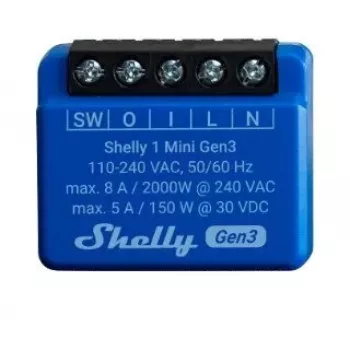 Interruptor inteligente Shelly 1 Mini Gen3 1P inalámbrico 110-240V