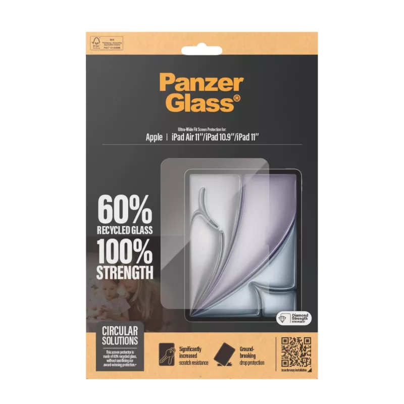 Lámina protectora de pantalla PanzerGlass® iPad Air 11'' (2024-2026) | iPad 11'' (2025-2026) | iPad 10.9'' (2022) | Ultra-Wide Fit