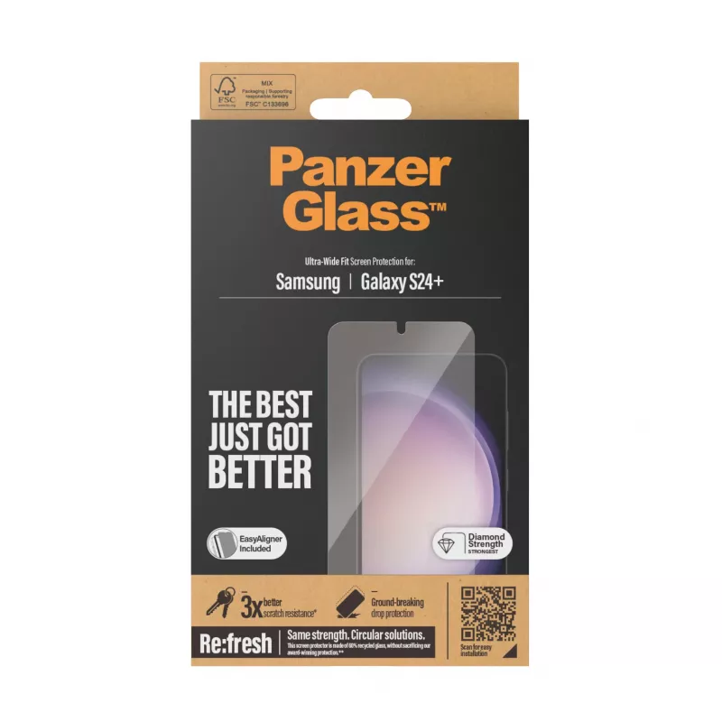 PanzerGlass ® lámina protectora de pantalla Samsung Galaxy S24+ | Ultra-Wide Fit con EasyAligner