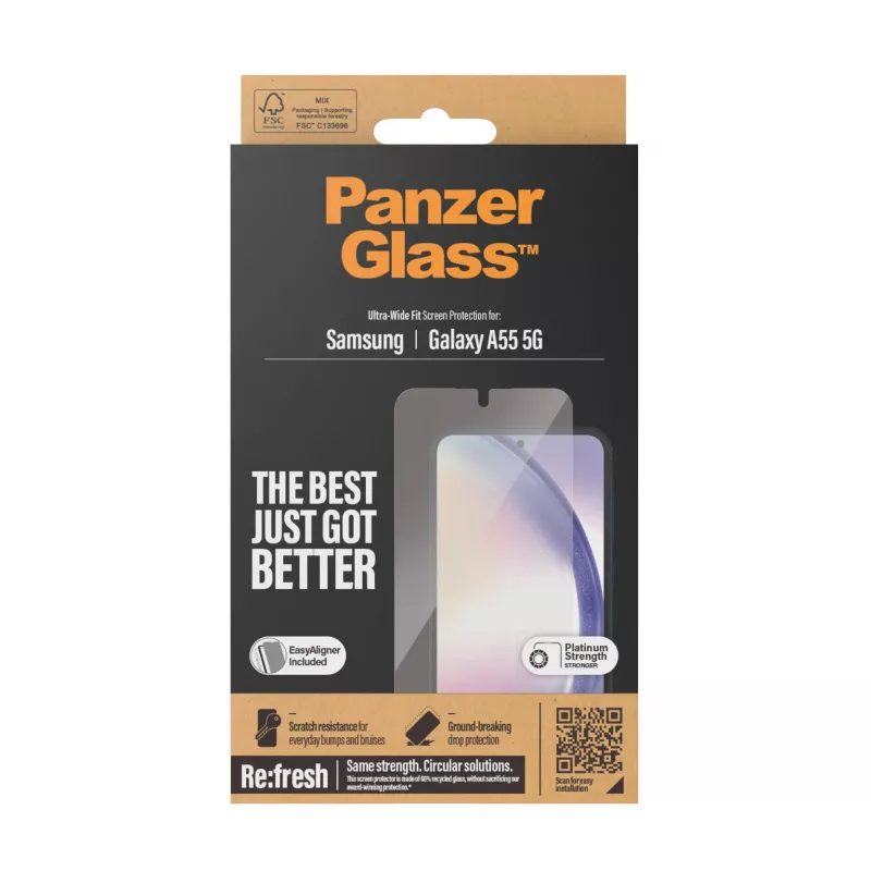 PanzerGlass ® lámina protectora de pantalla Samsung Galaxy A55 5G | Ultra-Wide Fit con EasyAligner