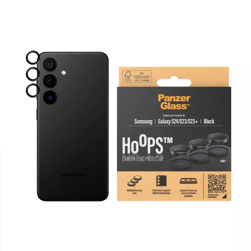 PanzerGlass ® Hoops® protector de lente de cámara negro Samsung Galaxy S24 | S23 | S23+