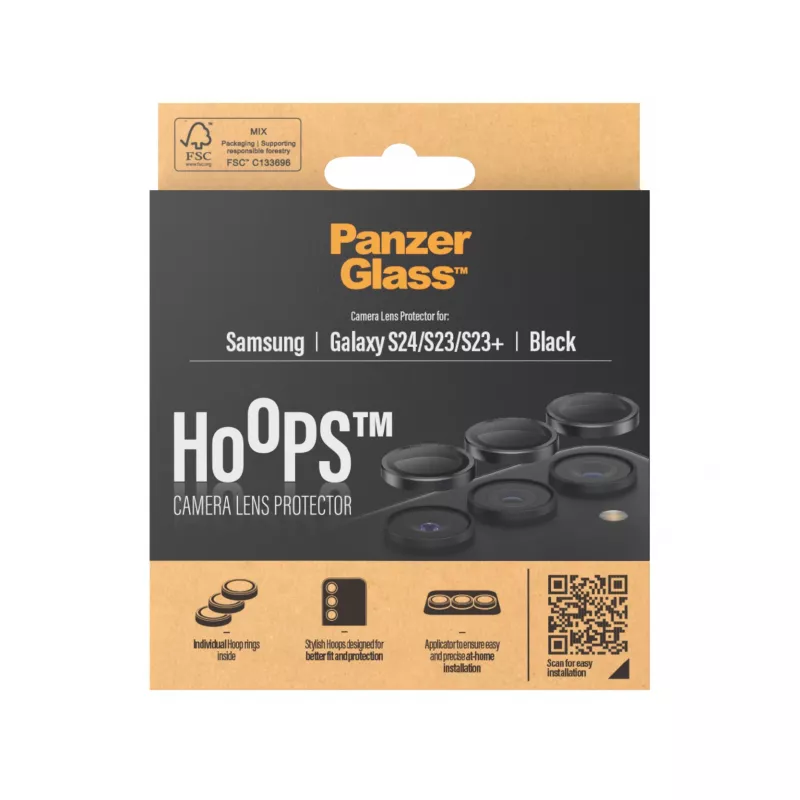 PanzerGlass ® Hoops® protector de lente de cámara negro Samsung Galaxy S24 | S23 | S23+