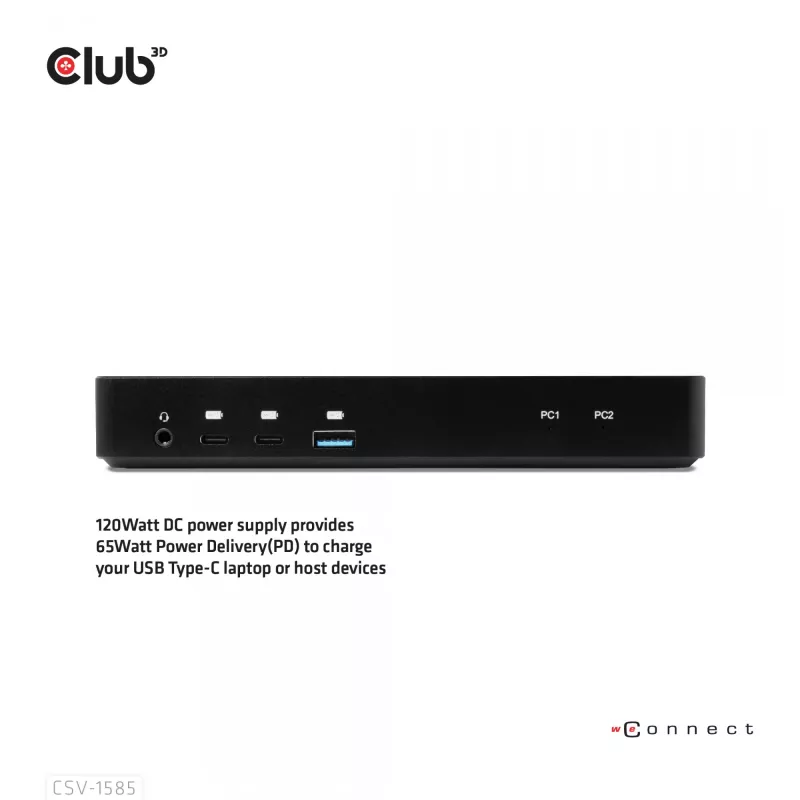 CLUB3D DisplayPort/HDMI conmutador KVM/dock 4K60Hz para entradas USB Type-C
