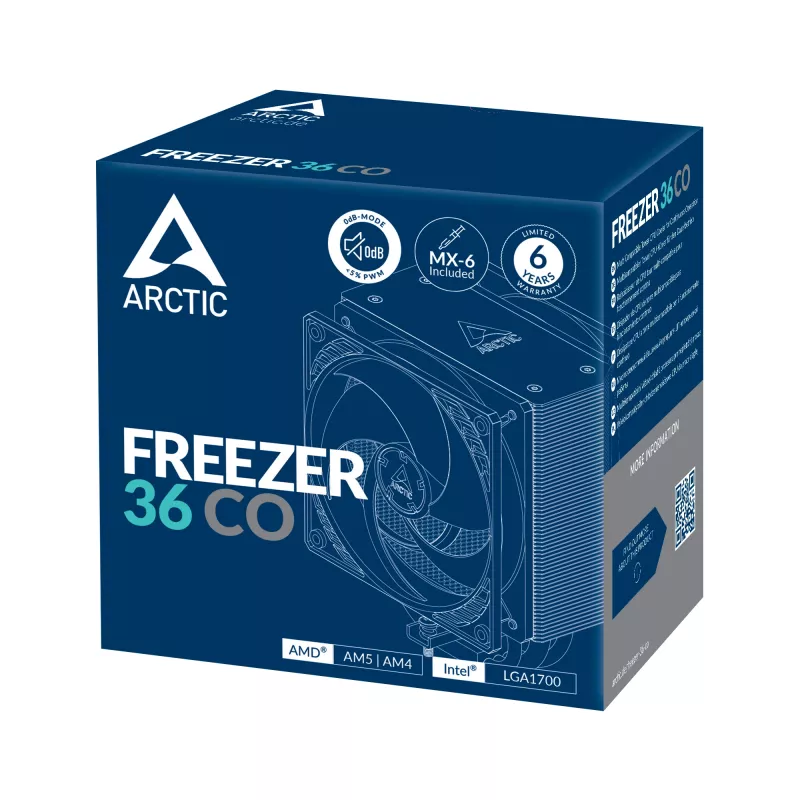 ARCTIC Freezer 36 CO disipador de CPU de torre multicompatible para funcionamiento continuo