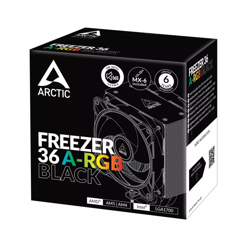 ARCTIC Freezer 36 A-RGB (negro) disipador de CPU de torre multikompatible con A-RGB