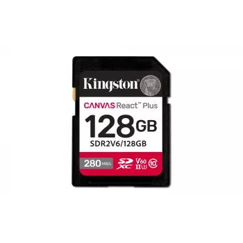Kingston Technology 128 GB Canvas React Plus SDXC UHS-II 280R/100W U3 V60 para Full HD/4K