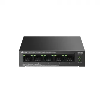 Switch de escritorio TP-LINK LiteWave 5 puertos Gigabit con 4 puertos PoE+ (5x Gigabit, 4 PoE+, 65 W presupuesto PoE)