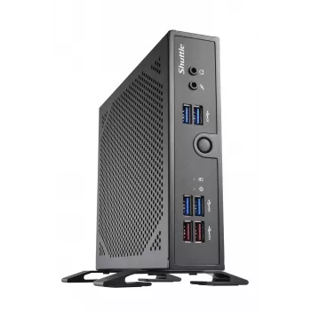 Barebone Shuttle XPC slim DS50U, Intel Celeron 7305, 2x LAN (1x 2,5 Gbit, 1x 1 Gbit), 1x COM, 1x HDMI, 1x DP, 1x VGA, sin ventilador, funcionamiento continuo 24/7