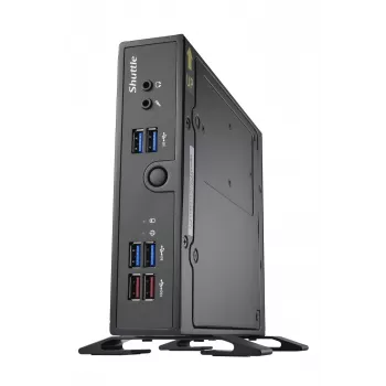 Barebone Shuttle XPC slim DS50U, Intel Celeron 7305, 2x LAN (1x 2,5 Gbit, 1x 1 Gbit), 1x COM, 1x HDMI, 1x DP, 1x VGA, sin ventilador, funcionamiento continuo 24/7