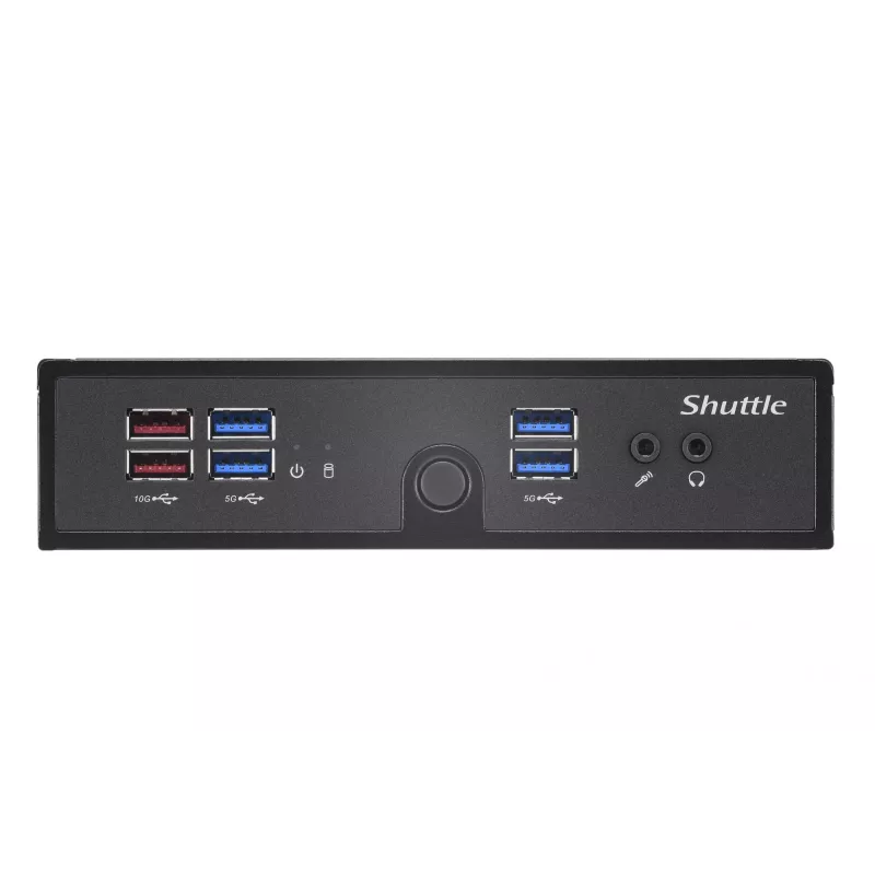 Barebone Shuttle XPC slim DS50U, Intel Celeron 7305, 2x LAN (1x 2,5 Gbit, 1x 1 Gbit), 1x COM, 1x HDMI, 1x DP, 1x VGA, sin ventilador, funcionamiento continuo 24/7