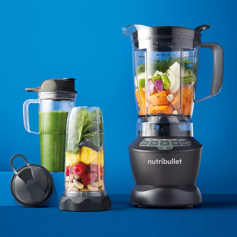 Batidora de vaso NUTRIBULLET NBF500DG — jarra de 1,9 L, 1200 W, triturador de hielo, plata