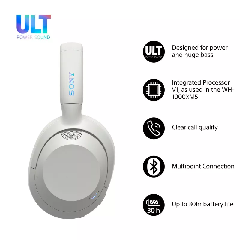 Sony WH-ULT900N ULT WEAR auriculares inalámbricos con cancelación de ruido, blancos