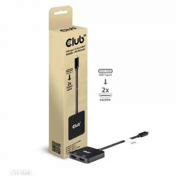 CLUB3D hub USB-C® a doble HDMI™ 4K60Hz M/H+PD3.0 100 W