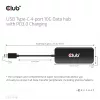 Club3D CSV-1548 hub USB-C, 4x USB-C 10 Gbps, 100W PD, negro