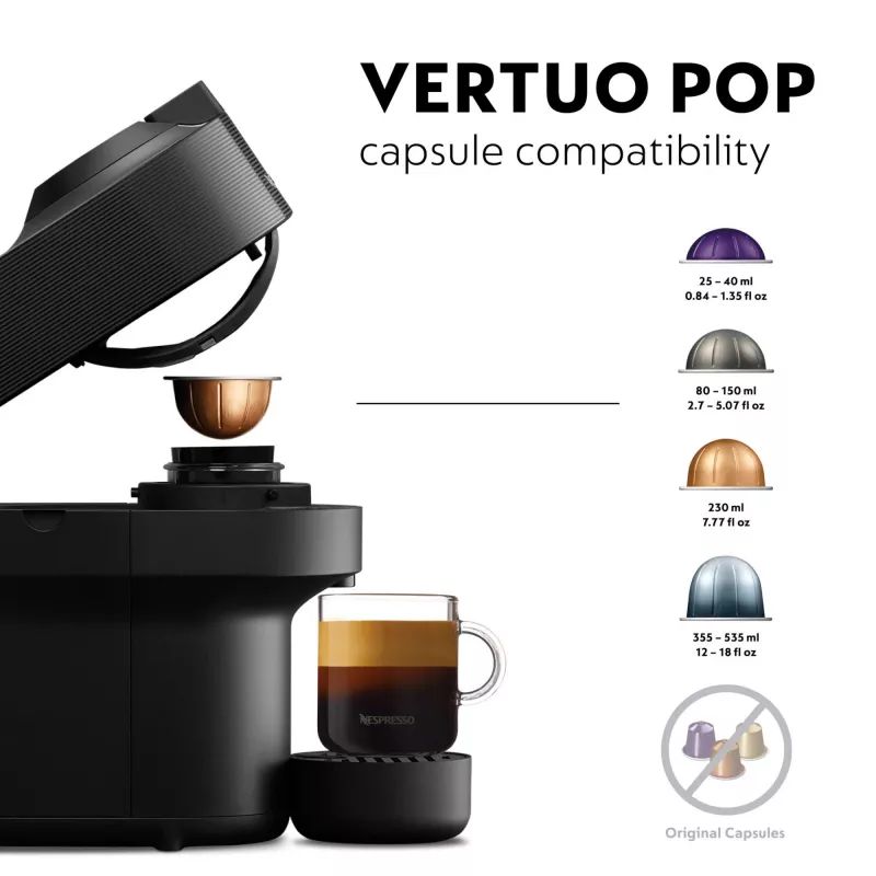 De'Longhi Nespresso Vertuo Pop ENV90.B cafetera, Liquorice Black (negra)