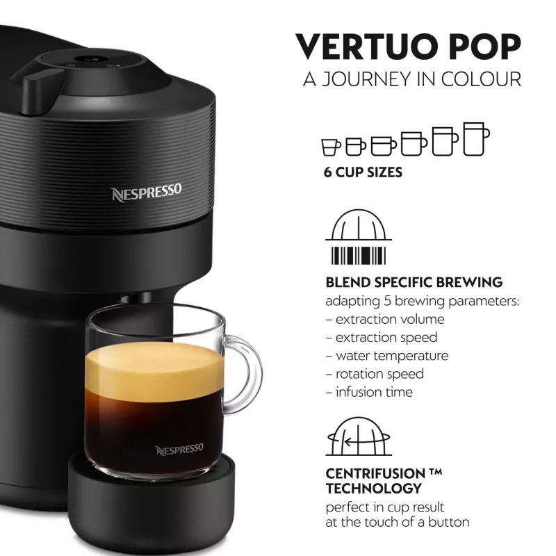 De'Longhi Nespresso Vertuo Pop ENV90.B cafetera, Liquorice Black (negra)