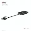 Divisor de vídeo Club 3D CSV-1478 USB Type-C (con adaptador USB-A) a doble DisplayPort 4K60Hz, negro