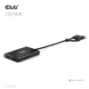 Divisor de vídeo Club 3D CSV-1478 USB Type-C (con adaptador USB-A) a doble DisplayPort 4K60Hz, negro