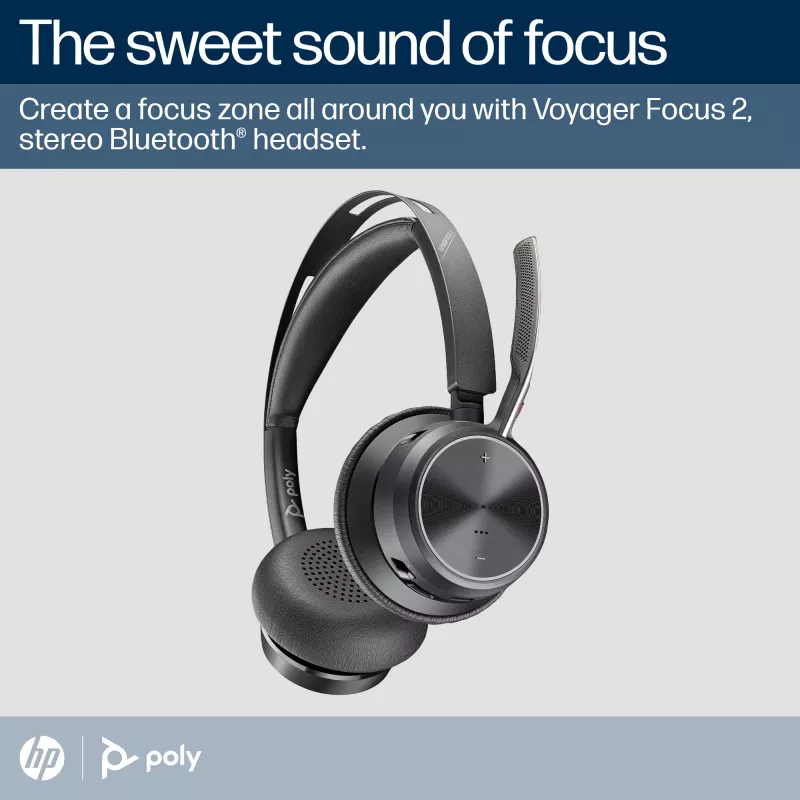 HP Poly Voyager Focus 2 Microsoft Teams Certified auricular USB-C-C +adaptador USB-C/A +base de carga