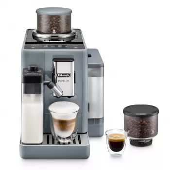 Cafetera espresso De’Longhi Rivelia EXAM440.55.g — superautomática, depósito de agua de 1,4 l, molinillo de 250 g, 19 bar, pantalla táctil TFT