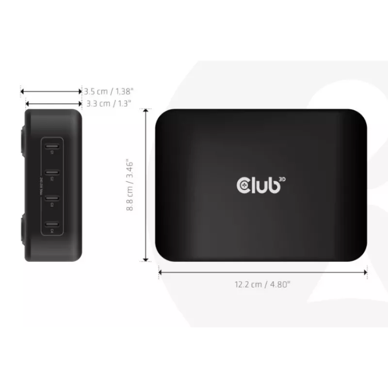 Cargador de dispositivos móviles CLUB3D CAC-1918 universal negro AC 4 puertos USB Type-C