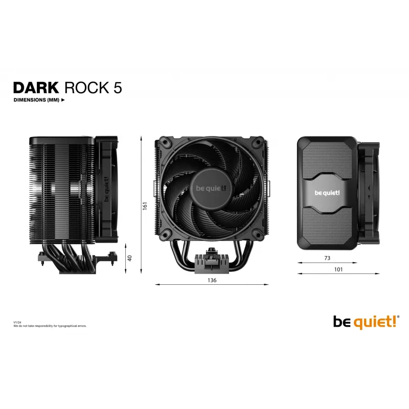 Disipador de CPU be quiet! DARK ROCK 5 12 cm negro 1 ud.