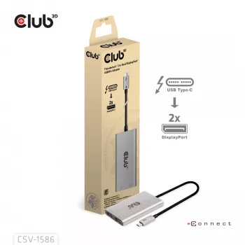 CLUB3D Adaptador Thunderbolt™ 3 a DisplayPort™ para doble monitor 4K60Hz M/H