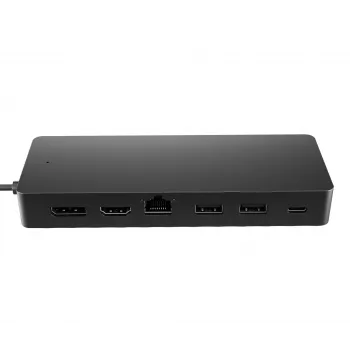 HP Hub multipuerto universal USB-C, con cable, USB 3.2 Gen 2 (3.1 Gen 2) Type-C, 10,100,1000 Mbit/s, negro, negro, 4K Ultra HD