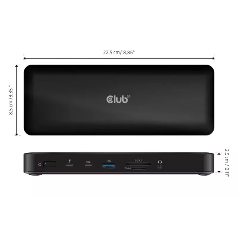 CLUB3D CSV-1583 Dock para portátil/replicador de puertos con cable Thunderbolt 4 negro