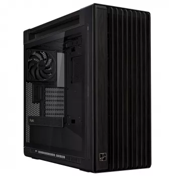 Caja de PC ASUS ProArt PA602 Wood Edition Midi Tower negra — madera, compatibilidad ATX/EATX, cristal templado, 4×3,5