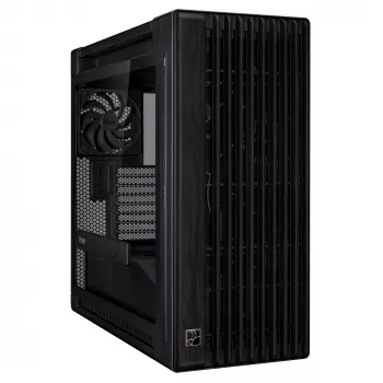 Caja de PC ASUS ProArt PA602 Wood Edition Midi Tower negra — madera, compatibilidad ATX/EATX, cristal templado, 4×3,5