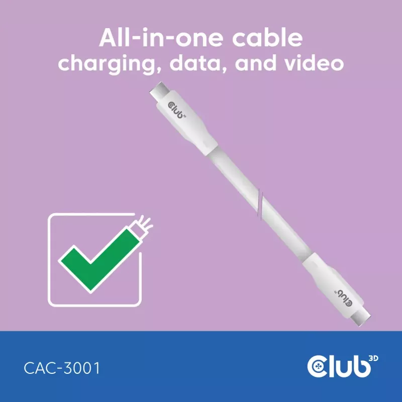 Cable USB-C CLUB3D CAC-3001 2 m USB4 Gen 3x2 Blanco