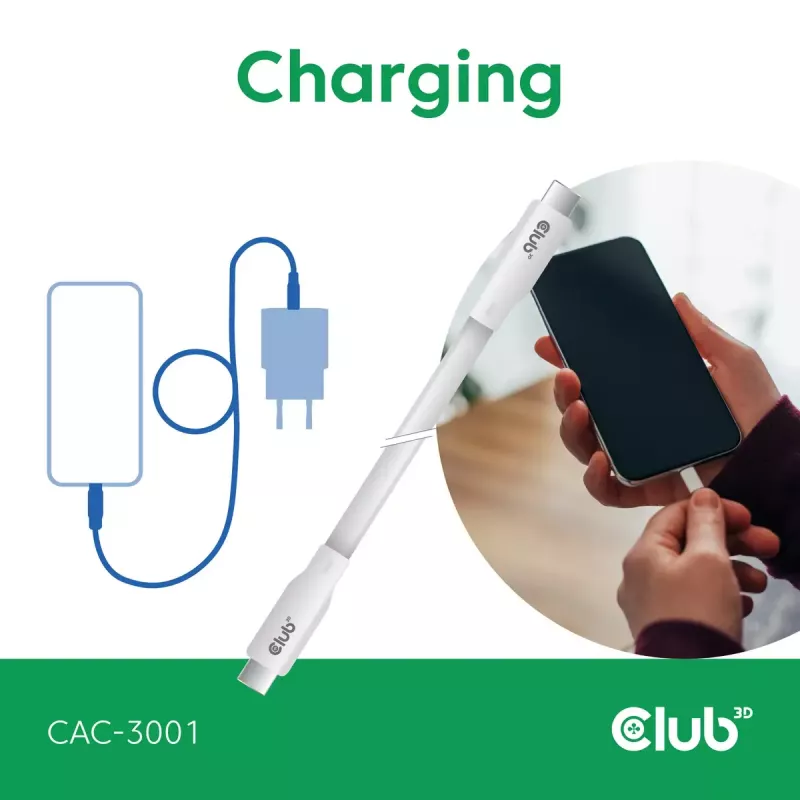 Cable USB-C CLUB3D CAC-3001 2 m USB4 Gen 3x2 Blanco