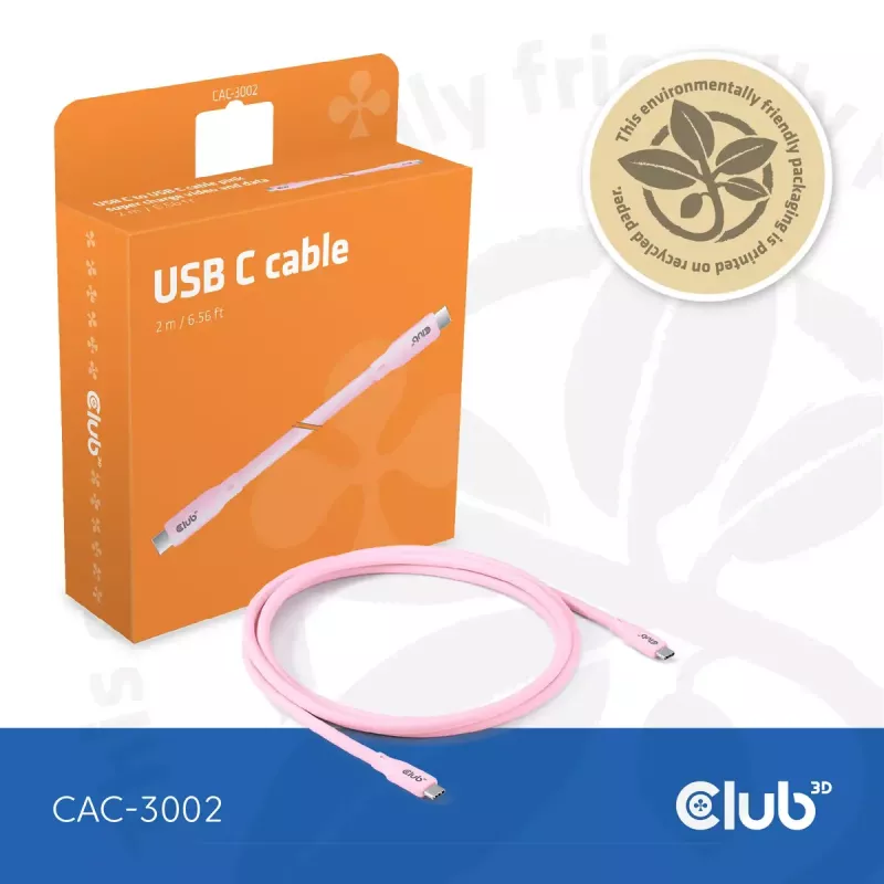 Cable USB-C CLUB3D CAC-3002 2 m USB4 Gen 3x2 Rosa