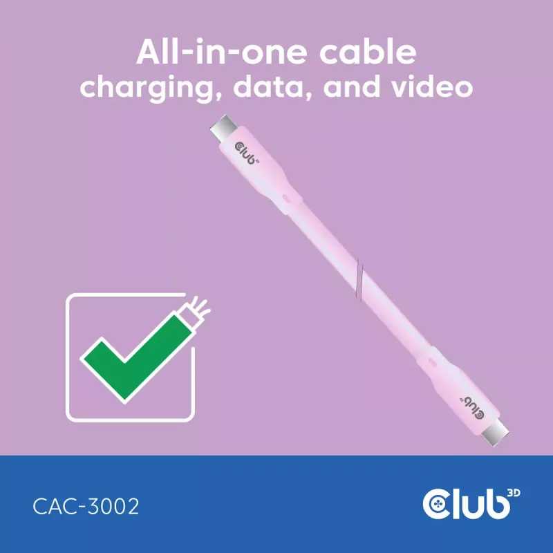 Cable USB-C CLUB3D CAC-3002 2 m USB4 Gen 3x2 Rosa