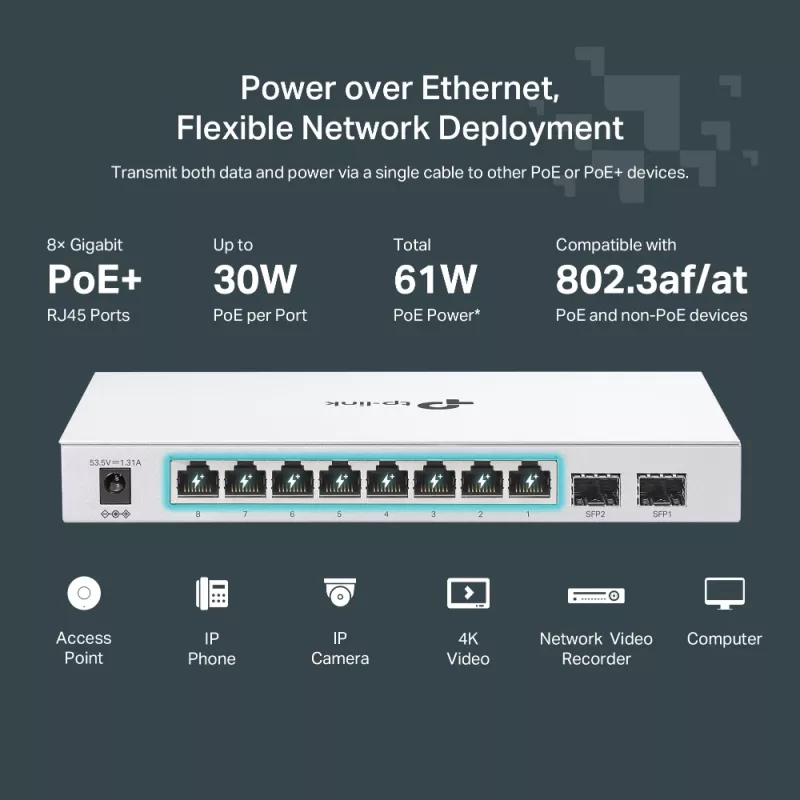 Switch de red TP-Link FESTA FS310GP Managed L2/L2+ Gigabit Ethernet (10/100/1000) Power over Ethernet (PoE) 1U Blanco