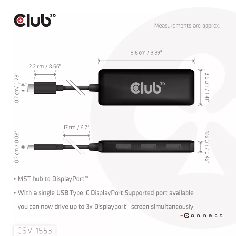 CLUB3D USB-C® a Triple DisplayPort™ 4K60Hz