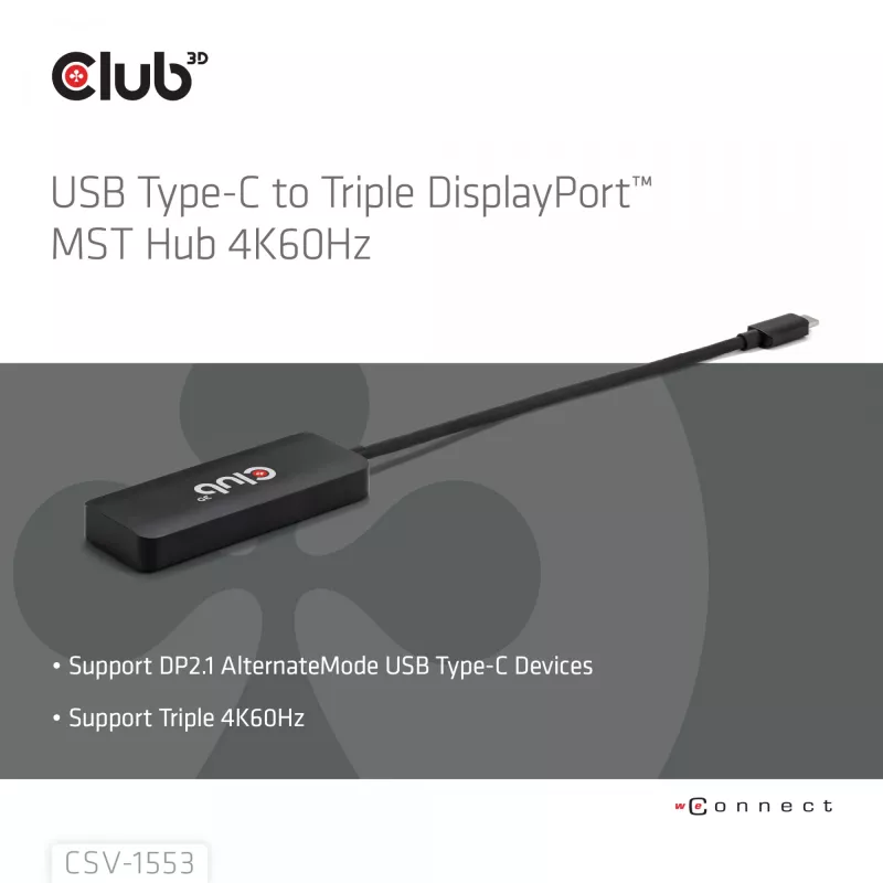 CLUB3D USB-C® a Triple DisplayPort™ 4K60Hz