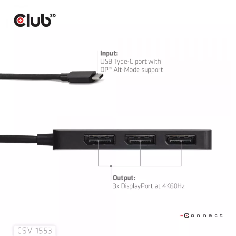 CLUB3D USB-C® a Triple DisplayPort™ 4K60Hz