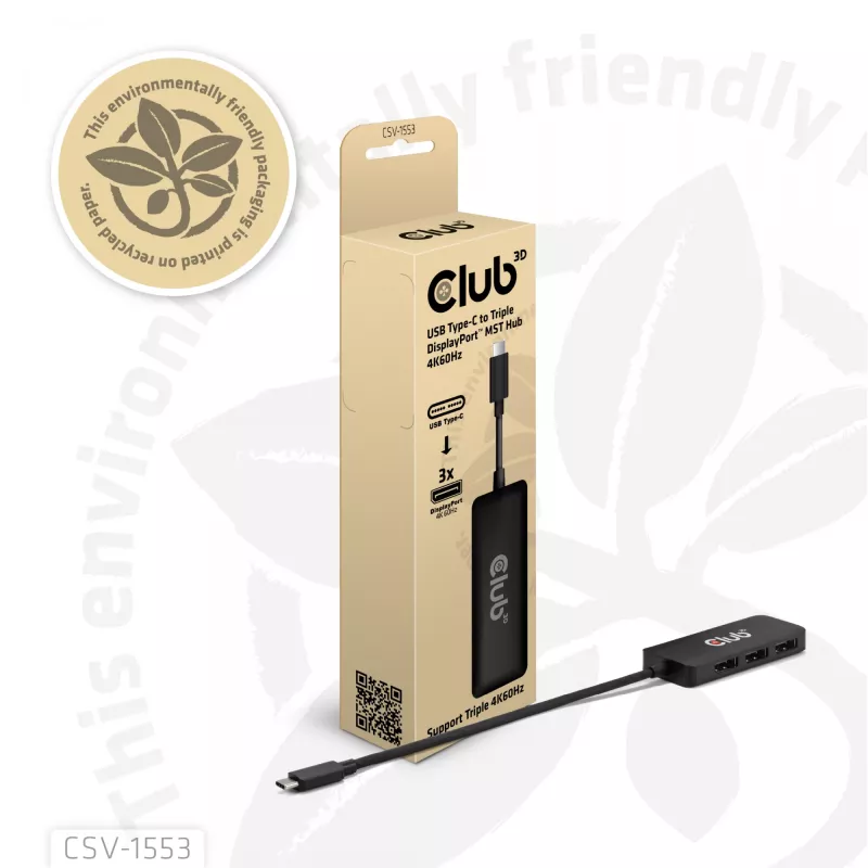 CLUB3D USB-C® a Triple DisplayPort™ 4K60Hz