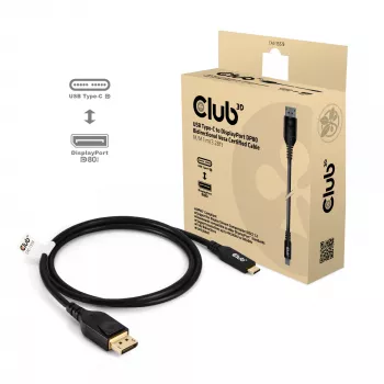 Cable USB Type-C a DisplayPort 2.1, Club 3D CAC-1559, bidireccional, certificado VESA DP80, 1 m