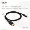 Cable USB Type-C a DisplayPort 2.1, Club 3D CAC-1559, bidireccional, certificado VESA DP80, 1 m