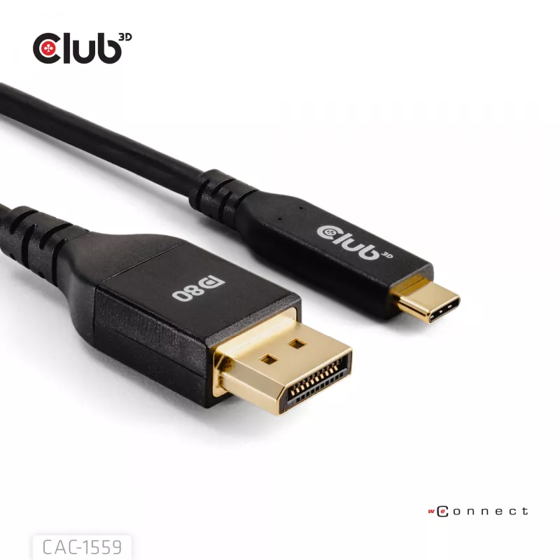Cable USB Type-C a DisplayPort 2.1, Club 3D CAC-1559, bidireccional, certificado VESA DP80, 1 m
