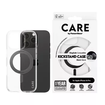 PanzerGlass CARE™ by ® Case Transparente con Kickstand negro y MagSafe iPhone 16 Pro