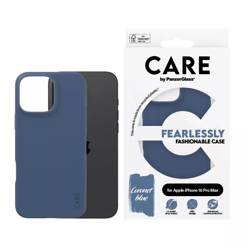 Funda PanzerGlass CARE by funda de moda Blue iPhone 16 Pro Max Transparente