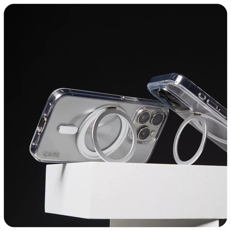 PanzerGlass CARE™ by ® Case Transparente con Kickstand plateado y MagSafe iPhone 16 Pro Max