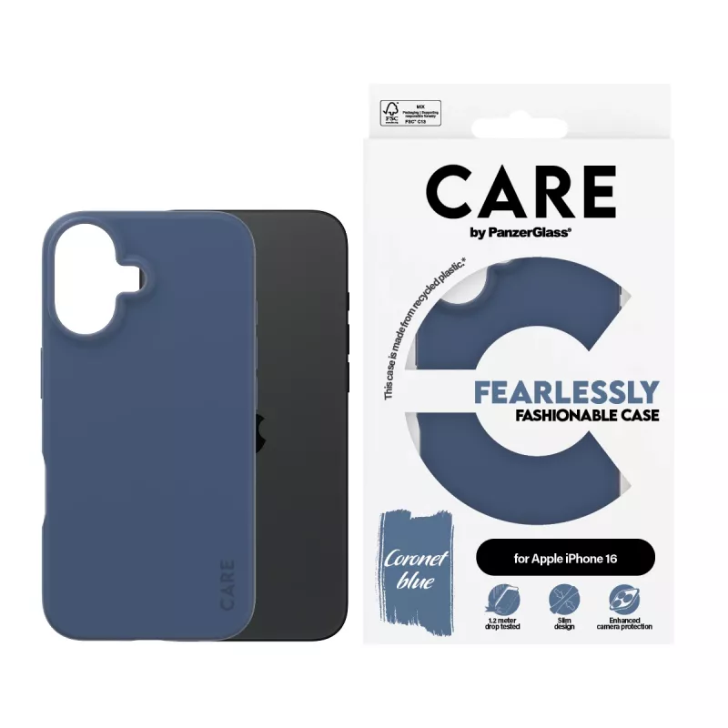 Funda PanzerGlass CARE by Fashionable Case, azul, iPhone 16