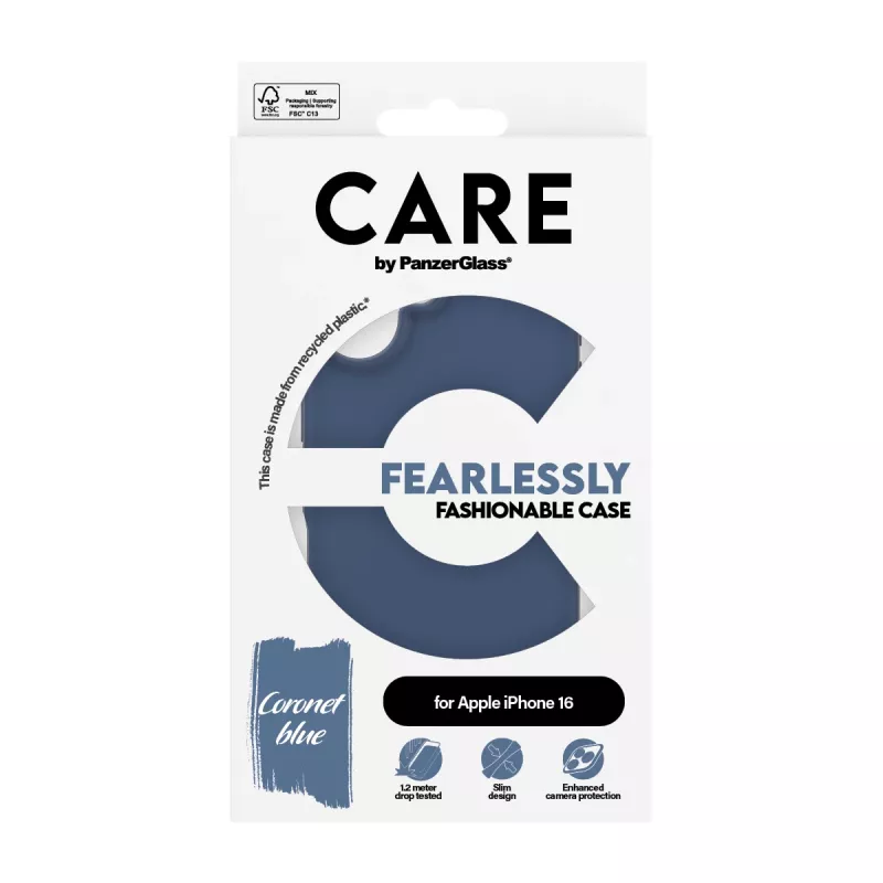 Funda PanzerGlass CARE by Fashionable Case, azul, iPhone 16