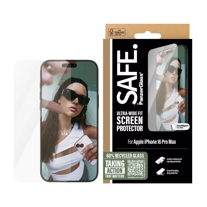Protector de pantalla PanzerGlass SAFE. by ® iPhone 16 Pro Max | Ultra-Wide Fit
